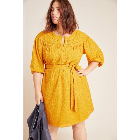 New Anthropologie Treva Embroidered Tunic by Daniel Rainn  $150 PLUS 2X  Honey - Picture 5 of 9